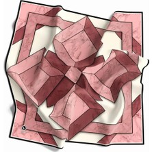 Violla Kristal Mermer Desenli Pudra - Gül Kurusu Renkli 90X90 Eşarp (Ipek Içermez) Kenar Dikiş Şekli El Dikişli