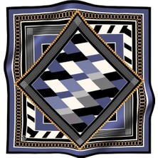Violla Soft Geometrik Desenli Lacivert Renkli 90X90 Eşarp (Ipek Içermez) Kenar Dikiş Şekli El Dikişli