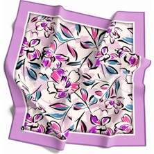 Violla Rayon Bordürlü Çiçek Desenli Lila Renkli 90X90 Dikim Şekli : El Dikişi Eşarp (Ipek Içermez)
