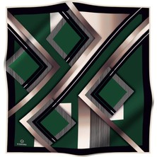 Vissona %100 Twill Ipek Zebra Desenli Zümrüt Yeşili - Siyah Renkli 90X90 Eşarp Dikim Şekli : El Dikişi