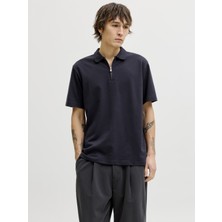 Jack & Jones Jack Jones Jprblaethan Ss Zıp Polo Sn Erkek Lacivert Tshirt 12292992-04