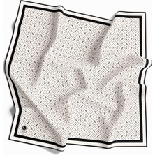 Violla Kristal Çıtır Desenli Krem - Siyah Renkli 90X90 Eşarp (Ipek Içermez) Kenar Dikiş Şekli El Dikişli