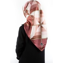 Violla Twill Geometrik Desenli Gül Kurusu Renkli 90X90 Eşarp (Ipek Içermez) Kenar Dikiş Şekli El Dikişli