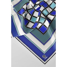 Violla Twill Kare Desenli Saks - Su Yeşili  Renkli 90X90 Dikim Şekli : El Dikişi Eşarp (Ipek Içermez)