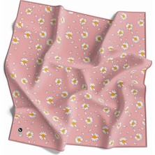 Violla Twill Papatya Desenli Pudra Renkli 90X90 Eşarp (Ipek Içermez) Kenar Dikiş Şekli El Dikişli