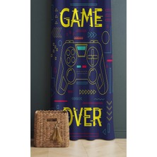 Alamodecor Game Over Yazılı Tek Kanat Genç Odası Fon Perde