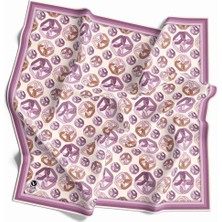 Violla Kristal Zincir Motif Desenli Lila Renkli 90X90 Eşarp (Ipek Içermez) Kenar Dikiş Şekli El Dikişli