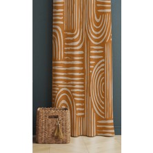 Alamodecor Iskandinav Model Rengi Geometrik Etnik Desenli Baskılı Fon Perde ( Fon Perde)