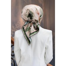 Violla Rayon Sulu Boya Çiçek Desenli Koyu Mint Yeşili Renkli 90X90 Dikim Şekli : El Dikişi Eşarp (Ipek Içermez)