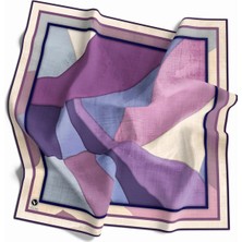 Violla Twill Geometrik Desenli Mor Renkli 90X90 Eşarp (Ipek Içermez) Kenar Dikiş Şekli El Dikişli
