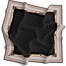 Violla Twill Kemerli ve Çıtır Motifli Desenli Bej Renkli 90X90 Eşarp (Ipek Içermez) Dikim Şekli : El Dikişi