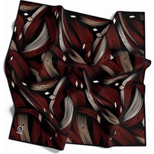 Violla Rayon Geometrik Çizgili Desenli Bordo Renkli 90X90 Eşarp (Ipek Içermez) Kenar Dikiş Şekli El Dikişli