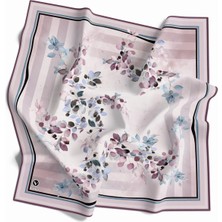 Violla Twill Çiçek Desenli Mor Renkli 90X90 Eşarp (Ipek Içermez) Kenar Dikiş Şekli El Dikişli