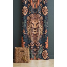 Alamodecor Vintage Çiçekli Aslan Model Tek Kanat Genç Odası Fon Perde