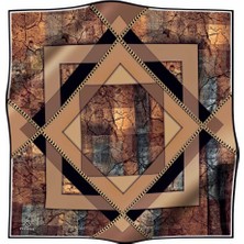 Vissona % 57 Ipek % 43 Viskon Twill Ipek Taş Efekti Desenli Hardal - Siyah Renkli 90X90 Eşarp Dikim Şekli : El Dikişi