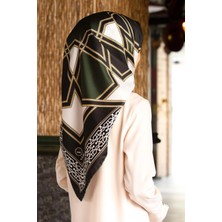 Violla Twill Osmanlı Çini Desenli Zümrüt Yeşili Renkli 90X90 Eşarp (Ipek Içermez)Kenar Dikiş Şekli El Dikişli