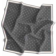 Violla Kristal Çıtır Desenli Füme - Krem Renkli 90X90 Eşarp (Ipek Içermez) Kenar Dikiş Şekli El Dikişli