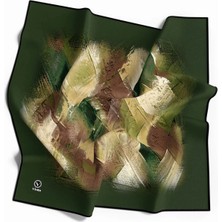 Violla Twill Fırça Efektli Desenli Zümrüt Yeşili Renkli 90X90 Eşarp (Ipek Içermez) Kenar Dikiş Şekli El Dikişli