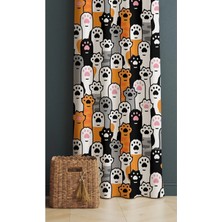 Alamodecor Kedi Patisi Desenli Tek Kanat Genç Odası Fon Perde
