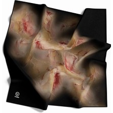 Violla Kristal Duman Desenli Siyah - Gold Renkli 90X90 Eşarp (Ipek Içermez) Kenar Dikiş Şekli El Dikişli