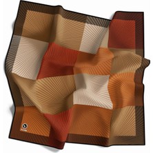 Violla Soft Twill Geometrik Desenli Taba Renkli 90X90 Eşarp (Ipek Içermez) Kenar Dikiş Şekli El Dikişli