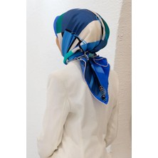 Vissona %100 Twill Ipek Geometrik Desenli Saks - Mint Yeşili Renkli 90X90 Eşarp Dikim Şekli : El Dikişi