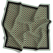 Violla Twill Çıtır Desenli Petrol Yeşili Renkli 90X90 Eşarp (Ipek Içermez) Kenar Dikiş Şekli El Dikişli