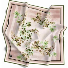 Violla Twill Çiçek Desenli Zümrüt Yeşili Renkli 90X90 Eşarp (Ipek Içermez) Kenar Dikiş Şekli El Dikişli