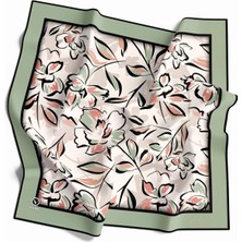 Violla Rayon Bordürlü Çiçek Desenli Koyu Mint Yeşili Renkli 90X90 Dikim Şekli : El Dikişi Eşarp (Ipek Içermez)
