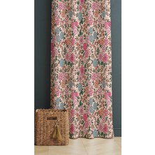 Alamodecor Pembe Çiçekli Model Tek Kanat Fon Perde