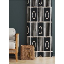 Alamodecor Siyah Beyaz Geometrik Desenli Oturma Odası § Salon Fon Perdesi Tek Kanat