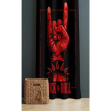 Alamodecor Kırmızı Rock Işareti El Model Tek Kanat Genç Odası Fon Perde