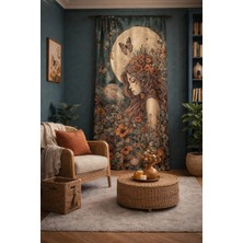 Alamodecor Doğa Kadın Kelebek Desenli Tek Kanat Genç Odası Fon Perde