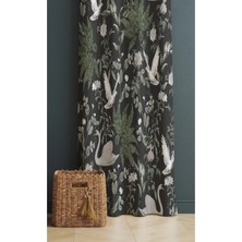 Alamodecor Orman ve Kuş Detaylı Model Tek Kanat Oturma Odası Salon Fon Perde