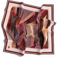 Violla Kristal Suluboya Dokulu Geometrik Desenli Bordo Renkli 90X90 Eşarp (Ipek Içermez) Kenar Dikiş Şekli El Dikişli