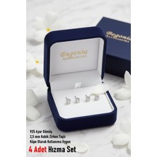 Begonia Accessories 925 Ayar Gümüş Yuvarlak Kesim Minimal Zirkon Taşlı 4 Adet Hızma Set – Tragus Küpe, Unisex Takı, Zarif & Şık Tasarım, Günlük ve Özel Gün Kullanımı