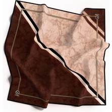 Violla Kristal Geometrik Desenli Taba Renkli 90X90 Eşarp (Ipek Içermez) Kenar Dikiş Şekli El Dikişli