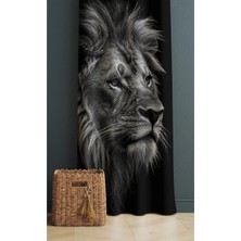 Alamodecor Aslan Model Siyah Beyaz Model Tek Kanat Genç Odası Fon Perde