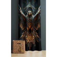 Alamodecor Ateş ve Kartal Model Tek Kanat Genç Odası Fon Perde