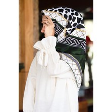 Violla Twill Taş Desenli Zümrüt Yeşili Renkli 90X90 Eşarp (Ipek Içermez) Kenar Dikiş Şekli El Dikişli