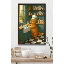 Mutfak Tablosu Mdf Tablo Mutfak Için Bulaşık Yıkayan Kedi Deseni |mtfkmdf