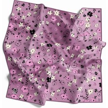 Violla Rayon Papatya Desenli Lila Renkli 90X90 Eşarp (Ipek Içermez) Kenar Dikiş Şekli El Dikişli