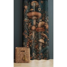 Alamodecor Mantar Desenli Etnik Tek Kanat Genç Odası Fon Perde
