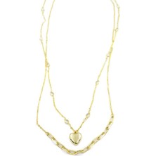 İsmiyle Al Kalp Kolye - 90CM - Altın