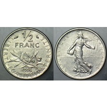 Banknoting Fransa 1/2 Frank 1965 Yarım Frank Çilaltı.