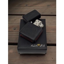 %100 Gerçek Deri Kılıflı Benzinli Çakmak – Siyah