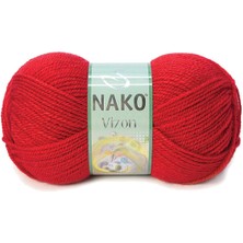 İsmiyle Al 5 Adet Vizon Premium Akrilik El Örgü Ipi Yünü Renk NO:251 Bayrak Kırmızı