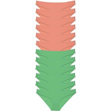 İsmiyle Al 12 Adet Eko Set Likralı Kadın Slip Külot Pudra Yeşil