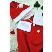 İsmiyle Al Kız Çocuk Noel Anne Yılbaşı Kostümü Etekli Şapkalı Elbise Yılbaşı Noel Baba Kostümü