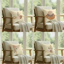 Harikabirev | Kırlent Kılıfı Yastık Kılıfı 4li (Krem Bohem Set) | KRLNTKLF4LÜ